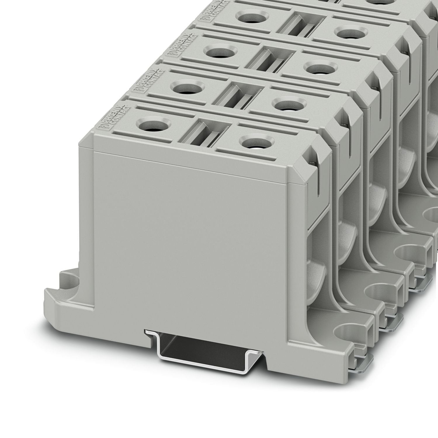 High-current terminal block, nom. voltage: 1000 V, nominal current: 220 A, number of connections: 2, number of positions: 1, connection method: Screw connection, Rated cross section: 95 mm 2 , cross section: 16 mm 2 - 95 mm 2 , Rated cross section: 95 mm 2 , cross section: 16 mm 2 - 95 mm 2 , mounting type: NS 35/15, NS 35/7,5, color: gray