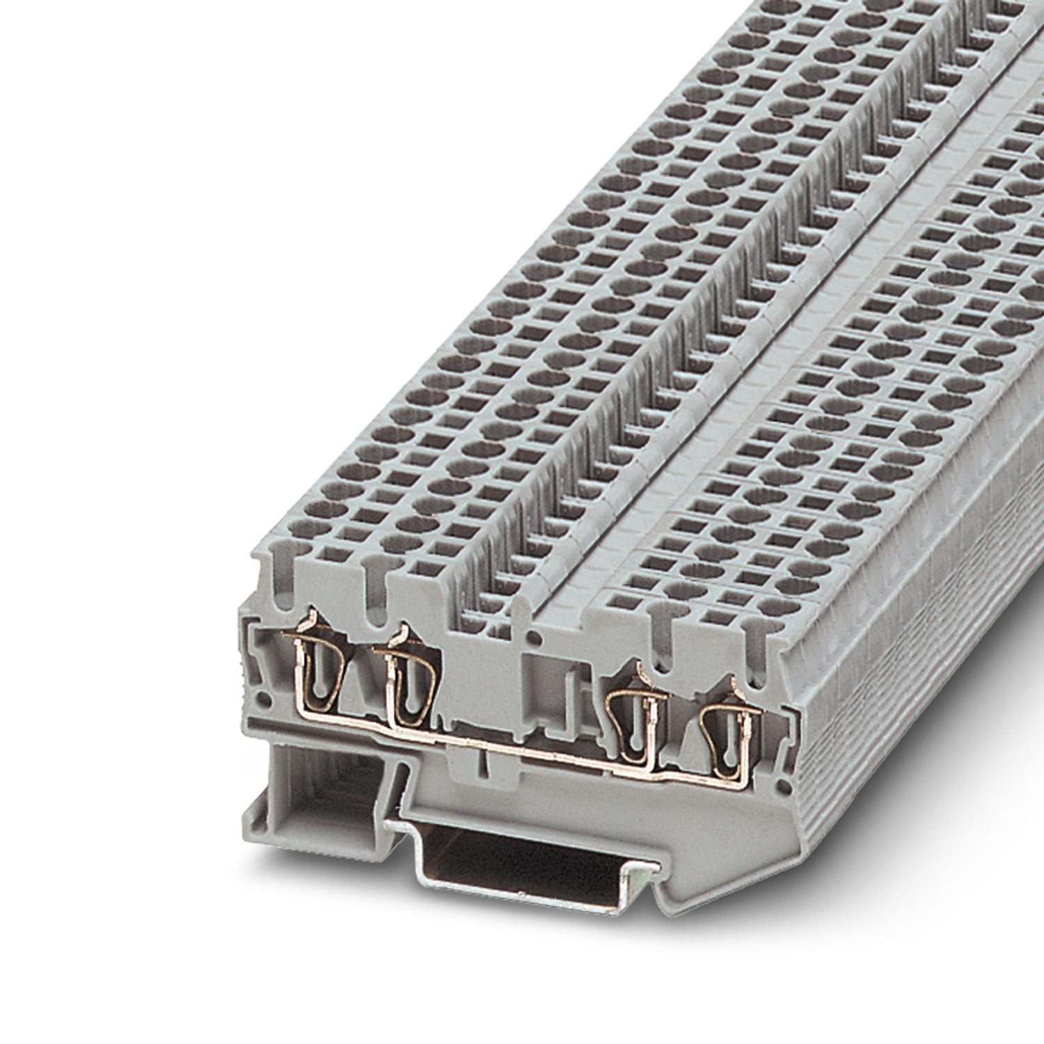 Feed-through terminal block, nom. voltage: 800 V, nominal current: 24 A, number of connections: 4, connection method: Spring-cage connection, Rated cross section: 2.5 mm 2 , cross section: 0.08 mm 2 - 4 mm 2 , mounting type: NS 35/7,5, NS 35/15, color: gray
