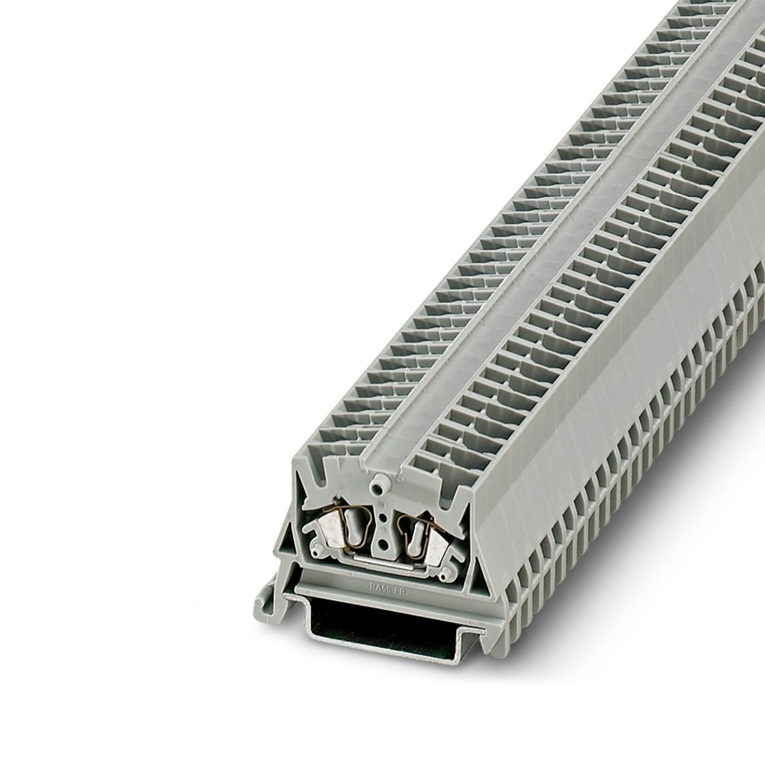 Mini feed-through terminal block, nom. voltage: 800 V, nominal current: 24 A, number of connections: 2, connection method: Spring-cage connection, Rated cross section: 2.5 mm 2 , 1 level, cross section: 0.08 mm 2 - 4 mm 2 , mounting type: NS 35/7,5, NS 35/15, color: gray