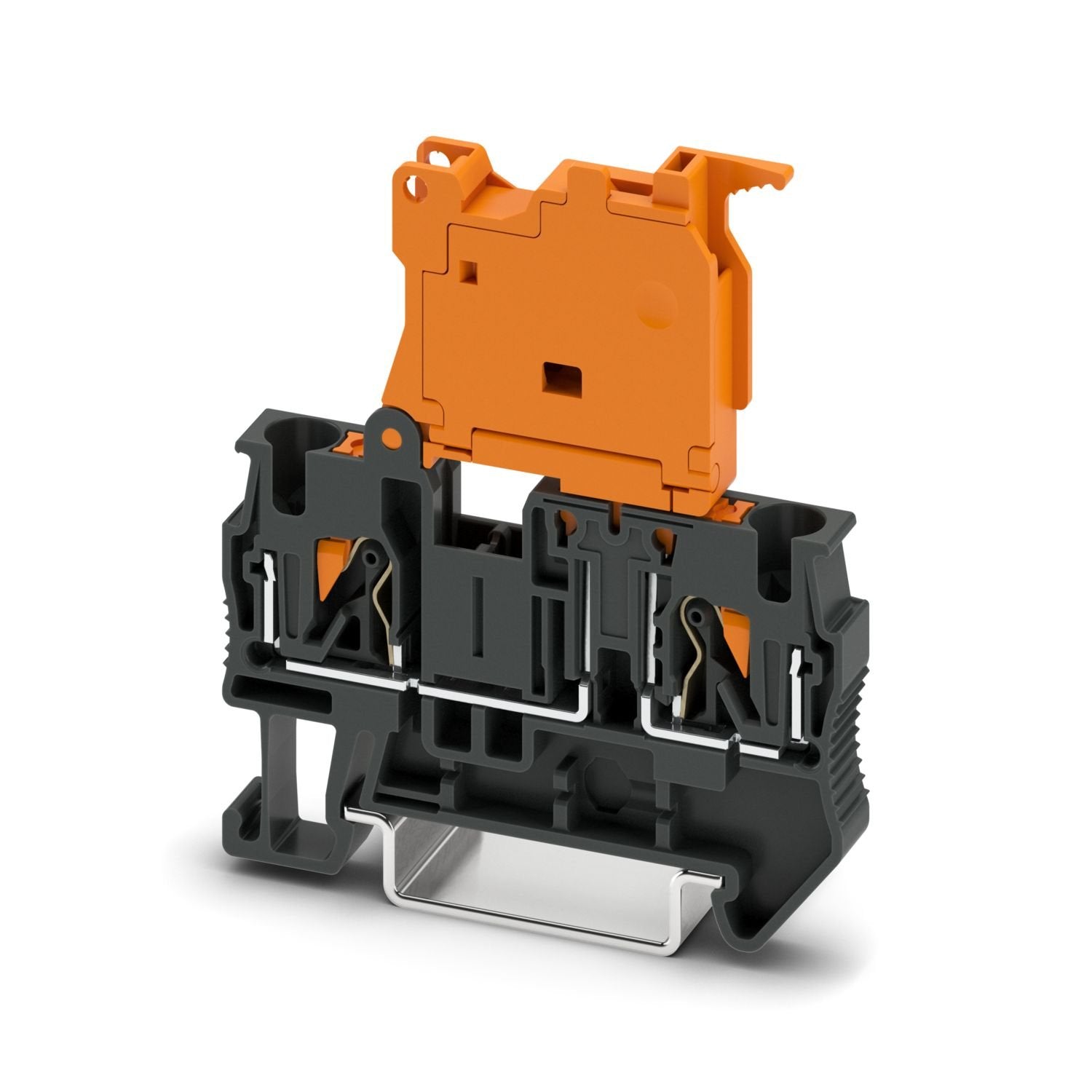 Lever-type disconnect terminal block, nom. voltage: 500 V, nominal current: 20 A, connection method: Push-in connection, Rated cross section: 4 mm 2 , cross section: 0.2 mm 2 - 6 mm 2 , mounting: NS 35/7,5, NS 35/15, color: black/orange