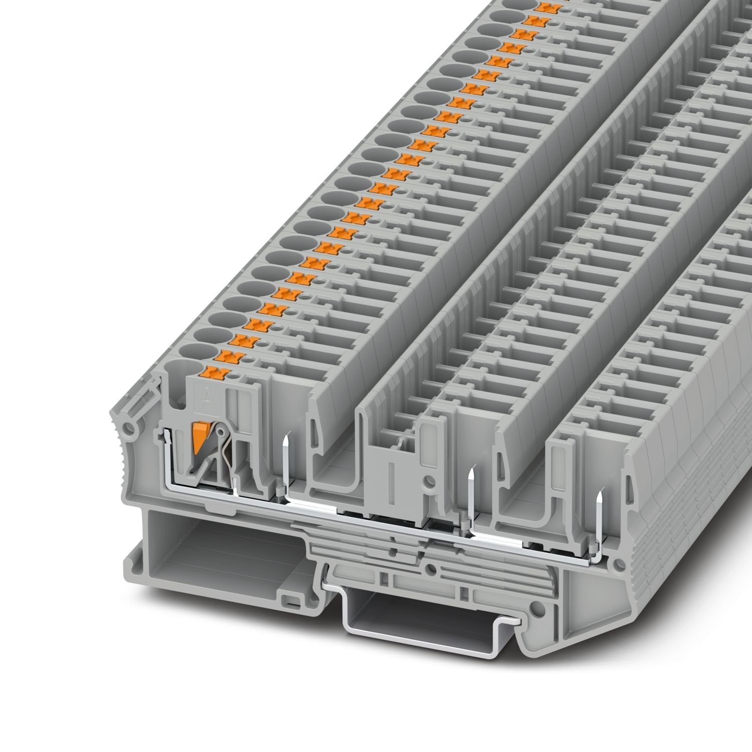 Feed-through terminal block, nom. voltage: 800 V, nominal current: 32 A, Thermal continuous current I th : 32 A, connection method: Push-in / plug connection, cross section: 0.2 mm 2 - 6 mm 2 , mounting type: NS 35/7,5, NS 35/15, color: gray