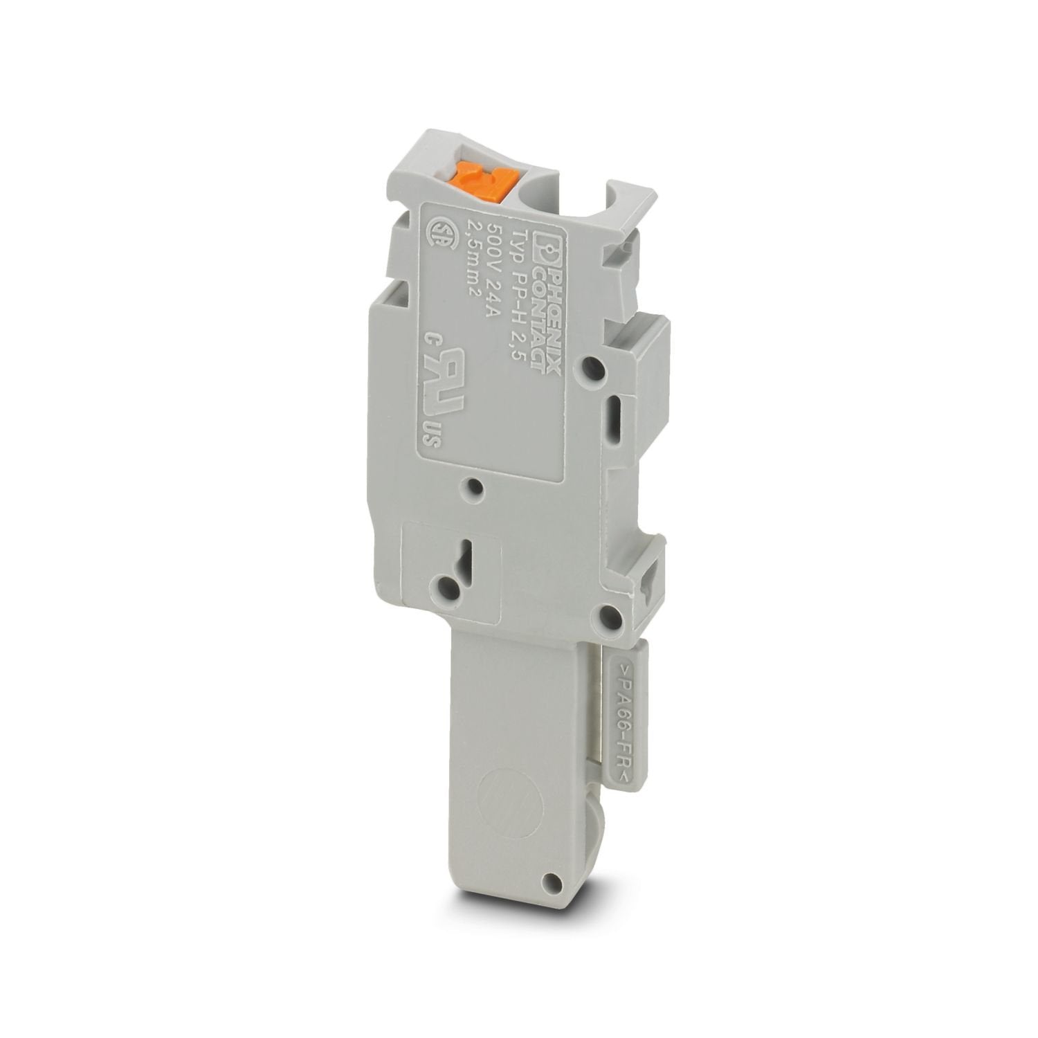 Plug, nom. voltage: 500 V, nominal current: 24 A, number of connections: 1, number of positions: 1, connection method: Push-in connection, Rated cross section: 2.5 mm 2 , 1 level, cross section: 0.14 mm 2 - 4 mm 2 , color: gray