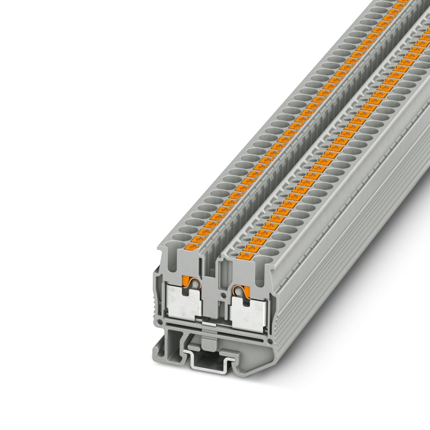 Mini feed-through terminal block, nom. voltage: 500 V, nominal current: 24 A, number of connections: 2, number of positions: 1, connection method: Push-in connection, Rated cross section: 2.5 mm 2 , 1 level, cross section: 0.14 mm 2 - 4 mm 2 , mounting type: NS 15, color: gray