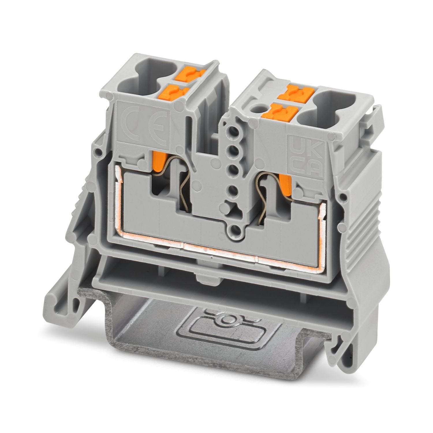Mini feed-through terminal block, nom. voltage: 800 V, nominal current: 24 A, number of connections: 4, number of positions: 1, connection method: Push-in connection, Rated cross section: 2.5 mm 2 , cross section: 0.14 mm 2 - 4 mm 2 , mounting type: NS 35/7,5, NS 35/15, color: gray