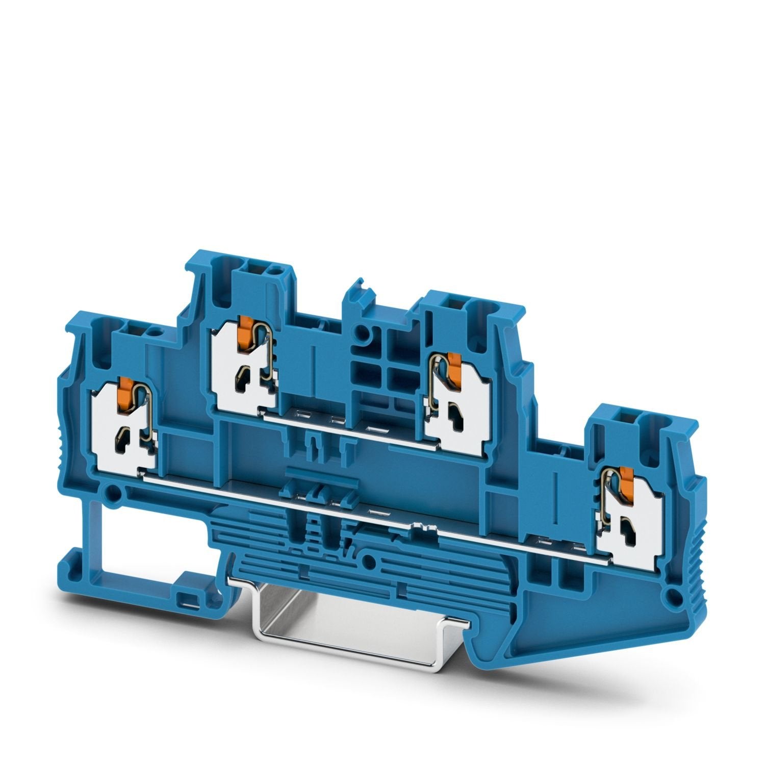 Double-level terminal block, nom. voltage: 500 V, nominal current: 16 A, connection method: Push-X-connection, Rated cross section: 1.5 mm 2 , cross section: 0.25 mm 2 - 1.5 mm 2 , mounting type: NS 35/7,5, NS 35/15, color: blue