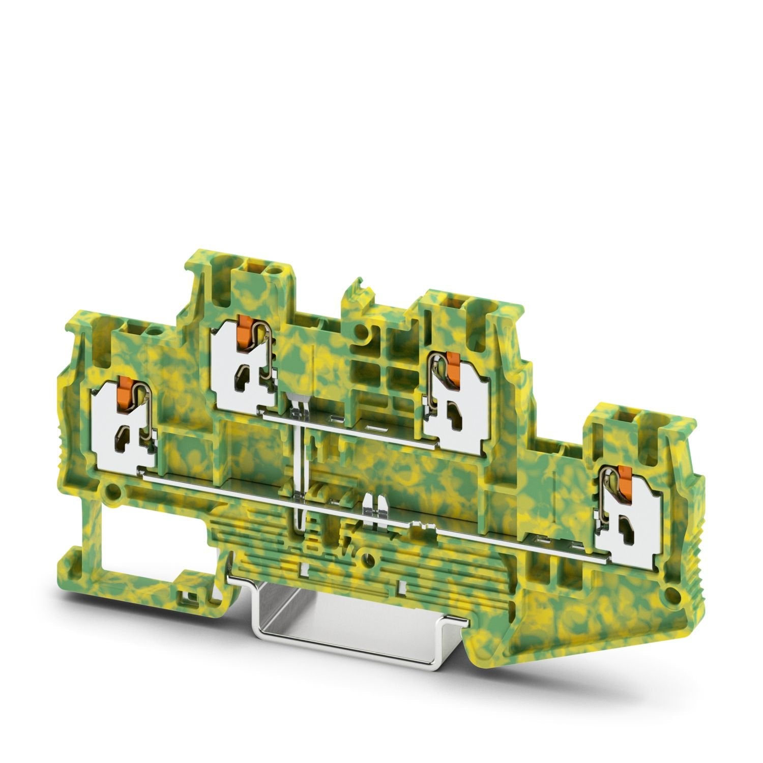 Double-level terminal block, number of positions: 2, connection method: Push-X-connection, Rated cross section: 1.5 mm 2 , cross section: 0.25 mm 2 - 1.5 mm 2 , mounting type: NS 35/7,5, NS 35/15, color: green-yellow