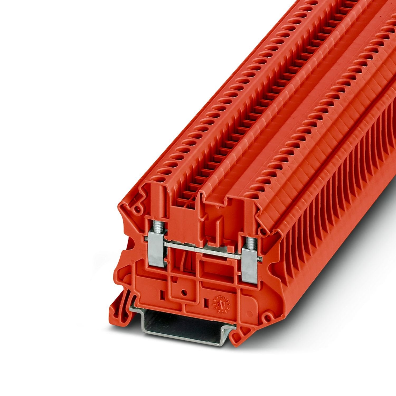 Feed-through terminal block, nom. voltage: 800 V, nominal current: 24 A, connection method: Screw connection, Rated cross section: 2.5 mm 2 , cross section: 0.14 mm 2 - 4 mm 2 , mounting: NS 35/7,5, NS 35/15, color: red