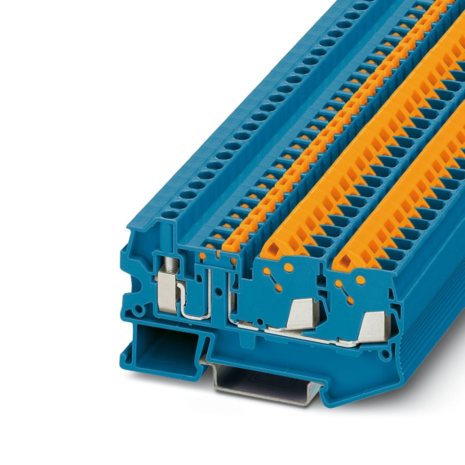 Knife-disconnect terminal block, nom. voltage: 400 V, nominal current: 20 A, connection method: Quick connection, Rated cross section: 2.5 mm 2 , cross section: 0.5 mm 2 - 2.5 mm 2 , connection method: Screw connection, Rated cross section: 2.5 mm 2 , cross section: 0.14 mm 2 - 6 mm 2 , mounting: NS 35/7,5, NS 35/15, color: blue