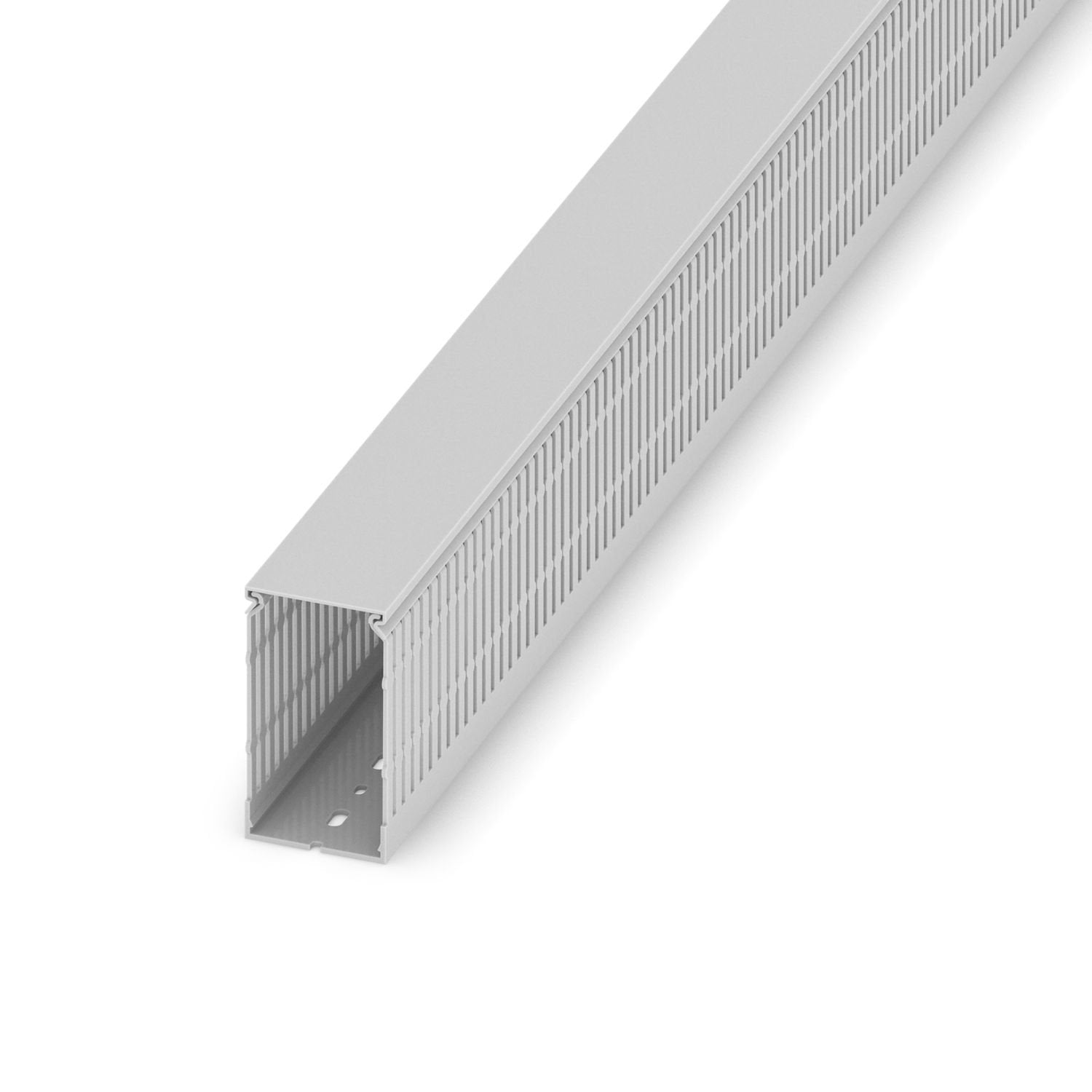 Cable duct for installation and mounting in control cabinets, gray, comprising upper part and mounting base, width: 60 mm, height: 100 mm, length: 2000 mm