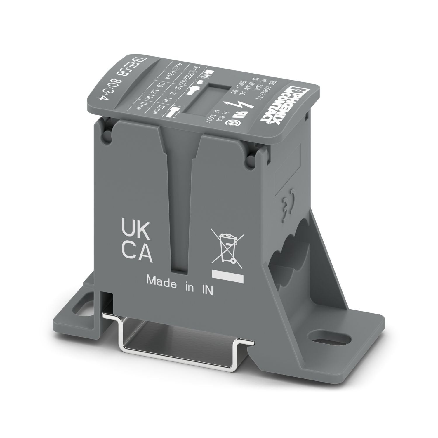 Distribution block, nom. voltage: 1000 V, nominal current: 76 A, Thermal continuous current I th : 80 A, number of connections: 7, number of positions: 1, connection method: Screw connection, Rated cross section: 16 mm 2 , Line contact, cross section: 2.5 mm 2 - 16 mm 2 , Screw connection, Load contact, cross section: 2.5 mm 2 - 6 mm 2 , mounting type: NS 35/7,5, NS 35/15, Direct mounting, color: dark gray