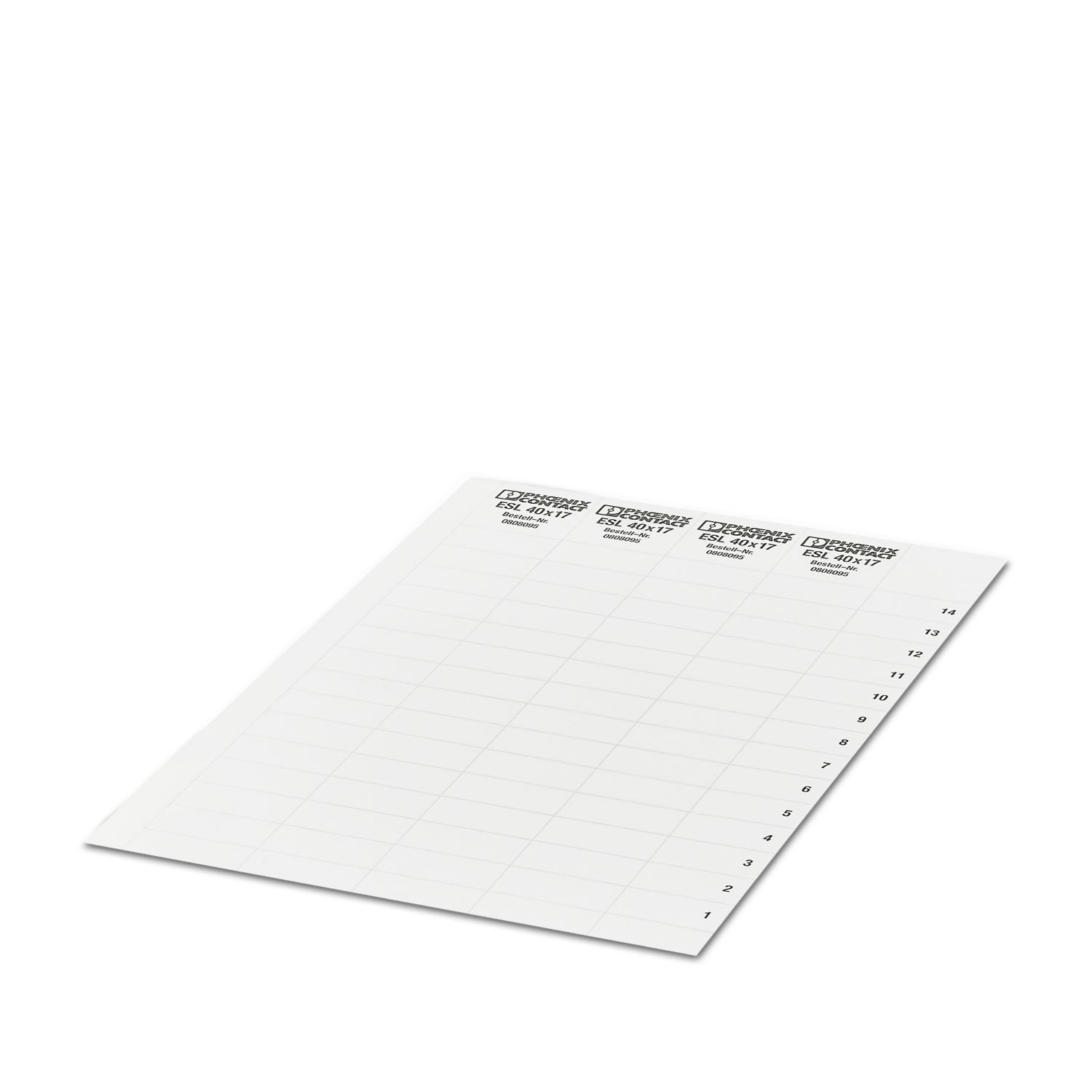 Insert strip, Sheet, white, unmarked, can be labeled with: Office printing systems, CMS-P1-PLOTTER, perforated, mounting type: insert, Number of individual labels: 56, text field height: 17 mm, text field width: 40 mm