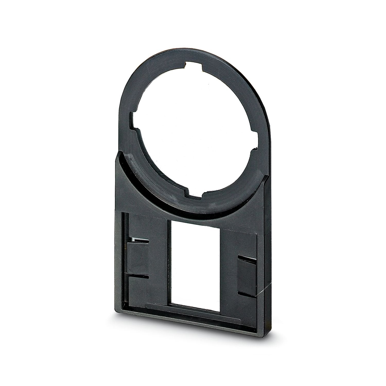 Marker carriers, can be used for all buttons and switches with a diameter of 22 mm, black, unmarked, mounting type: screw, rivet, diameter: 23 mm, text field height: 18 mm, text field width: 27 mm