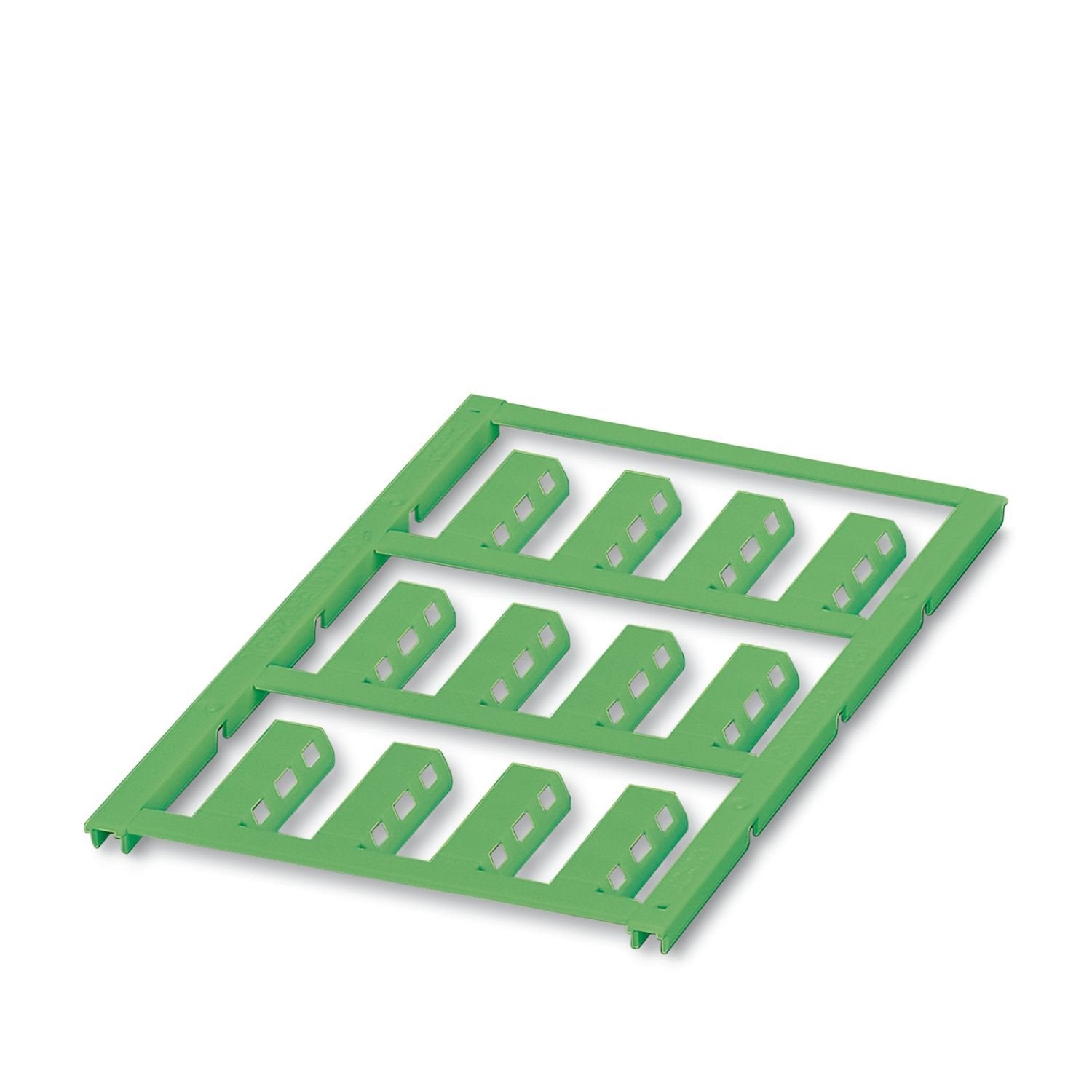 Cable marker, can be ordered: by sheet, green, labeled according to customer specifications, mounting type: Assembly with cable ties, cable diameter: > 4 mm, Number of individual labels: 12, text field height: 5 mm, text field width: 24 mm