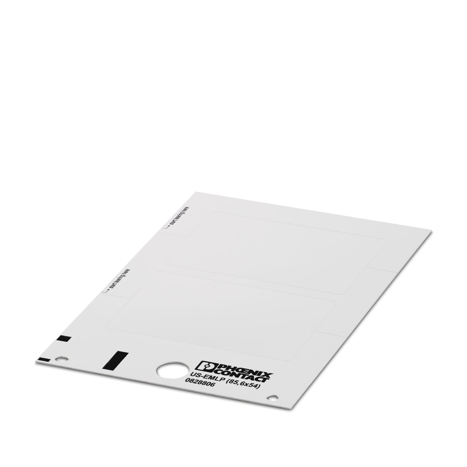 Plastic label, Card, can be ordered: by card, white, labeled according to customer specifications, mounting type: adhesive, Number of individual labels: 2, text field height: 54 mm, text field width: 85.6 mm