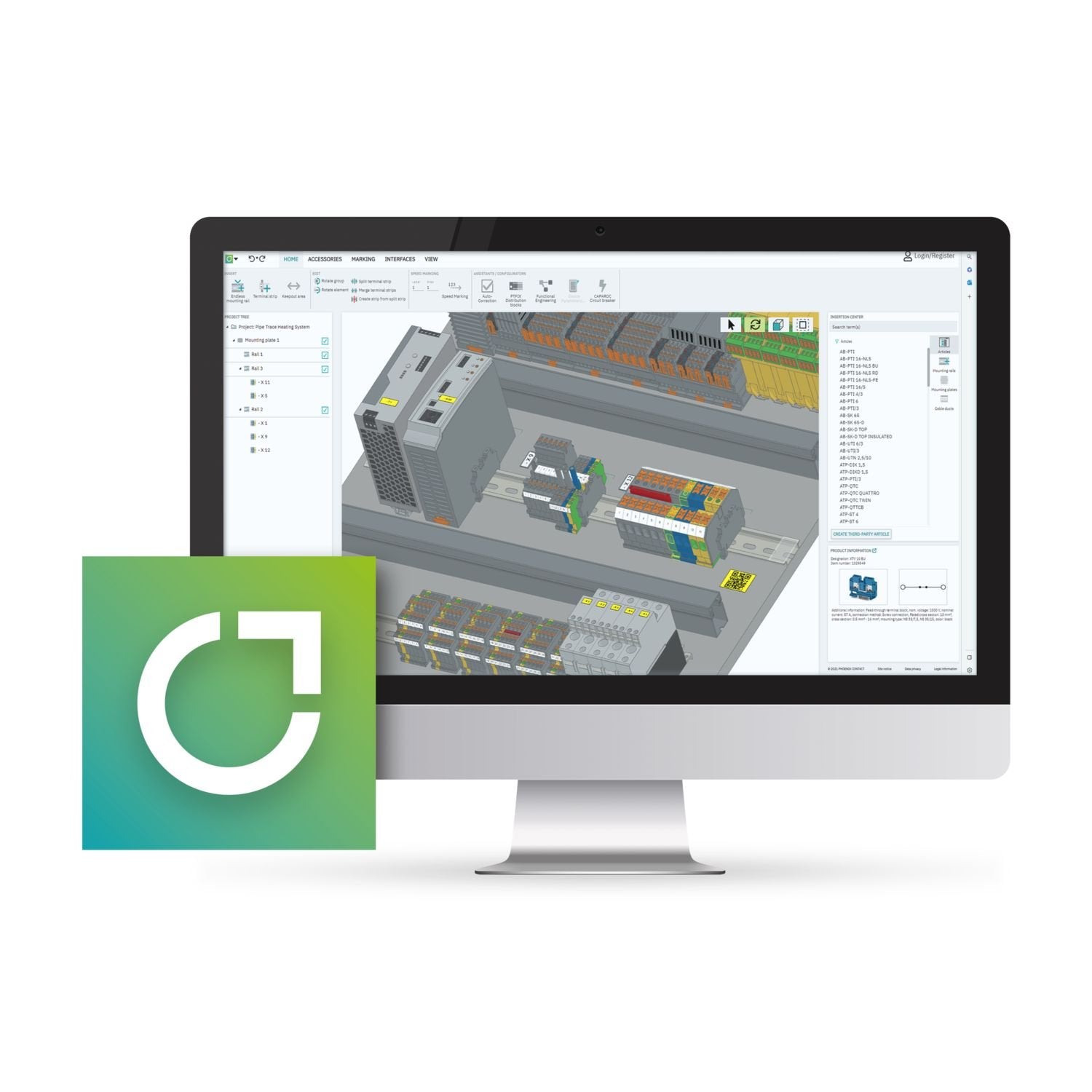 Engineering software for planning and ordering terminal strips, assembled mounting panels, and junction boxes