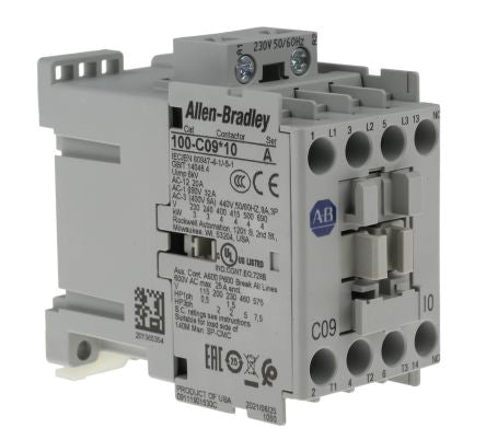 Allen Bradley 100C Contactor, 230V ac Coil, 3-Pole, 9 A, 4 kW 230V ac, 3 NO, 690V ac
