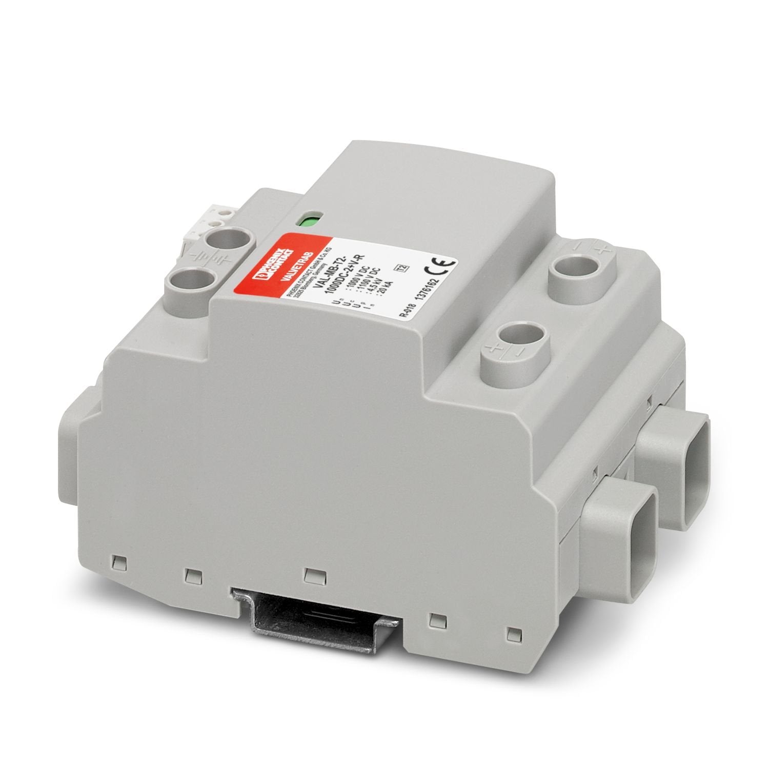 Surge protective device, acc. to type 2/class II, for grounded, unipolar DC supply systems up to 1100 V DC, for DIN rail mounting, with remote indication contact.