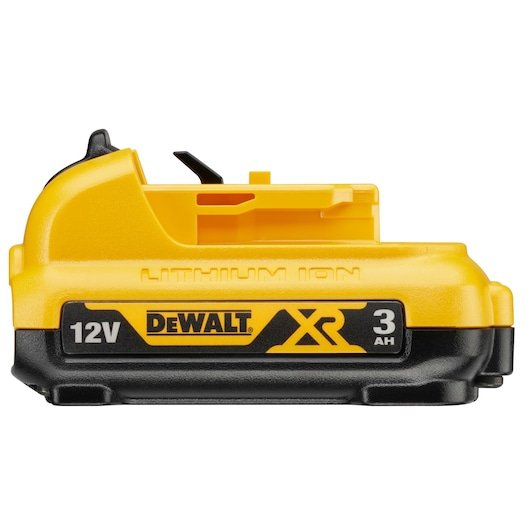Side view of 12V XR 3AH battery DCB124