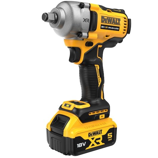 18V XR Brushless 1/2" Hog Ring Mid Torque Impact Wrench - 2 X 5Ah Battery