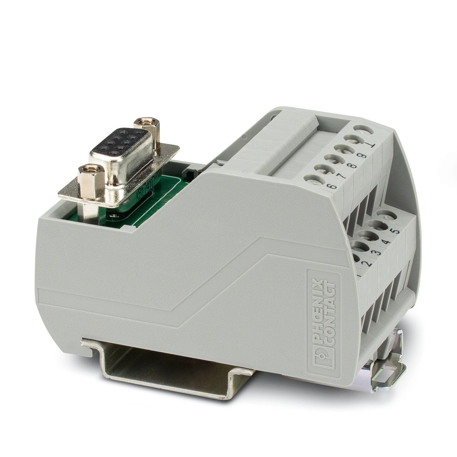 VARIOFACE module, with screw connection and female D-subminiature socket strip, for mounting on NS 35 rails, 9-pos.