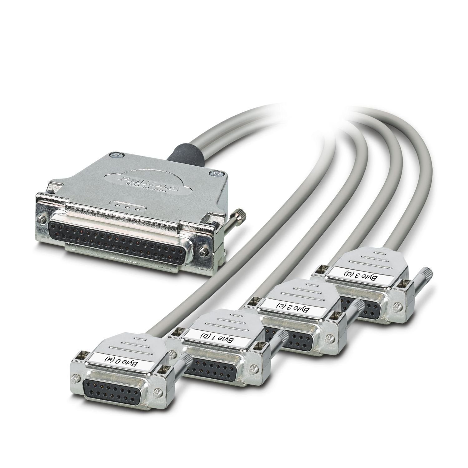 Round cable set; controller: Siemens SIMATIC® ET 200SP HA; connection 1: D-SUB socket strip (1x 37-position); connection 2: D-SUB socket strip (4x 15-position); cable length: 4 m