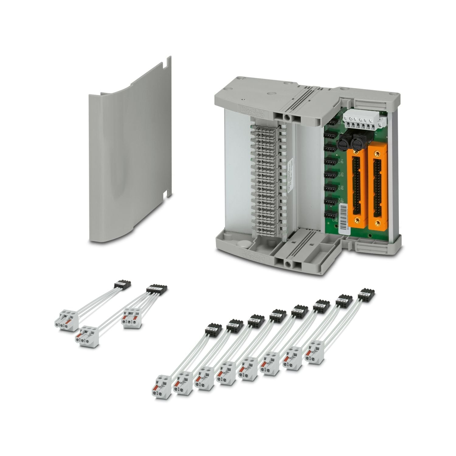 Termination Carrier for redundantly connecting 8 MACX Analog Ex i output signal conditioners to analog output cards of the Yokogawa ProSafe-RS controller, via two KS40 connectors, 40-pos. Suitable for Yokogawa SAI533 card.