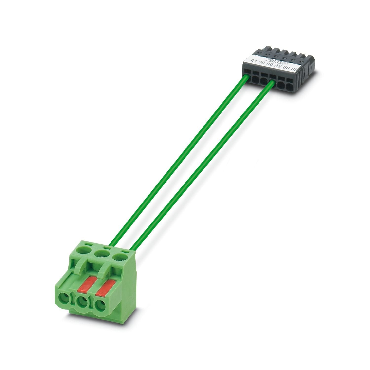 Cable set for signal transmission on the Termination Carrier for coupling relays from the PSR-FSP series. Connection of terminal points A1 and A2 (signal transmission) to the signal PCB. Suitable for PSR-SCP-24DC/FSP/1X1/1X2 (Item No. 2981978).
