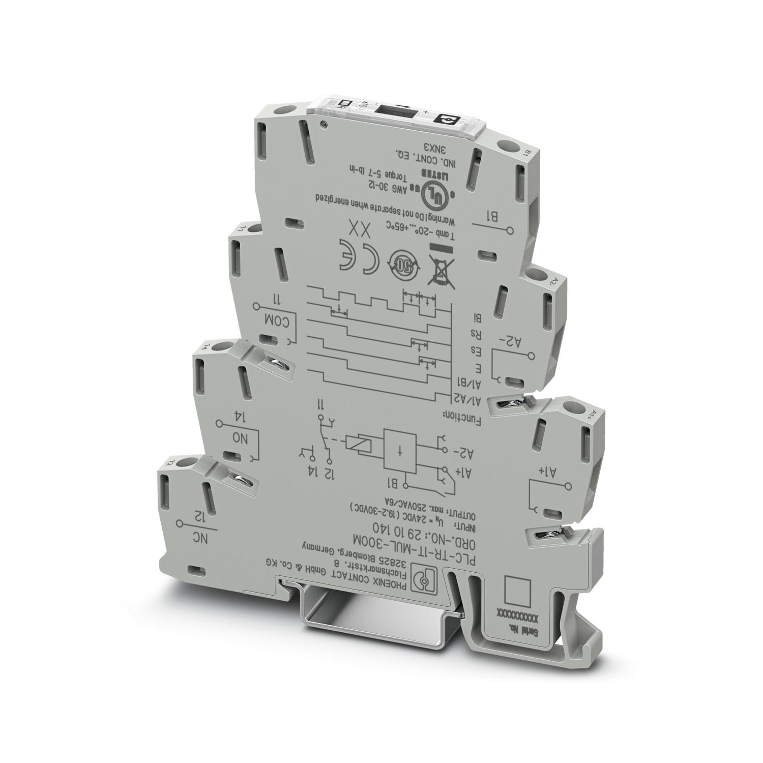Multi-function timer relay with 4 functions in an ultra-narrow design, adjustable time range (0.1 s - 300 min), 1 changeover contact, screw connection