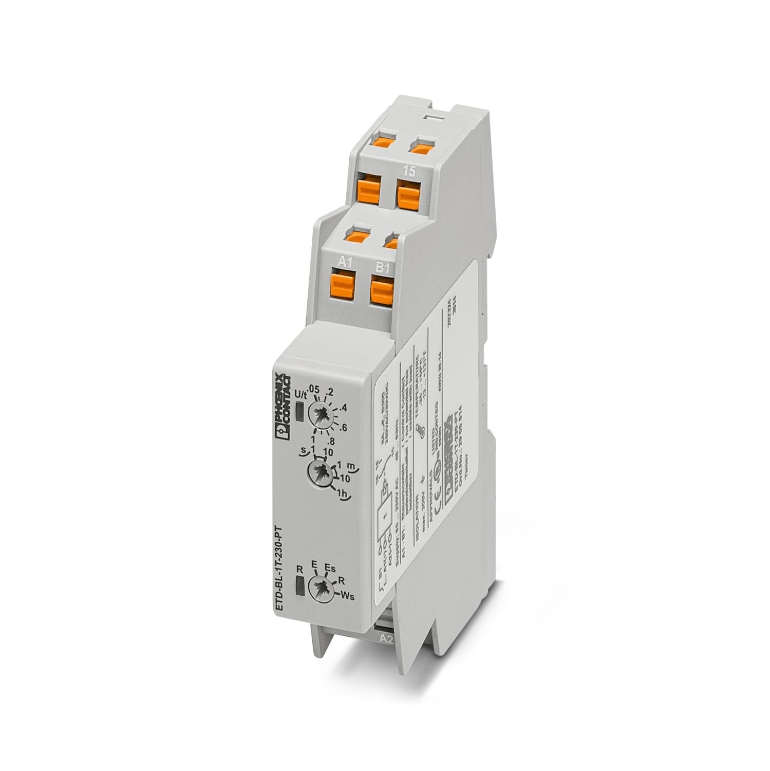 Compact multi-functional timer relay with 4 functions and an adjustable time range (50 ms - 1 h), with Push-in connection, 1 changeover contact