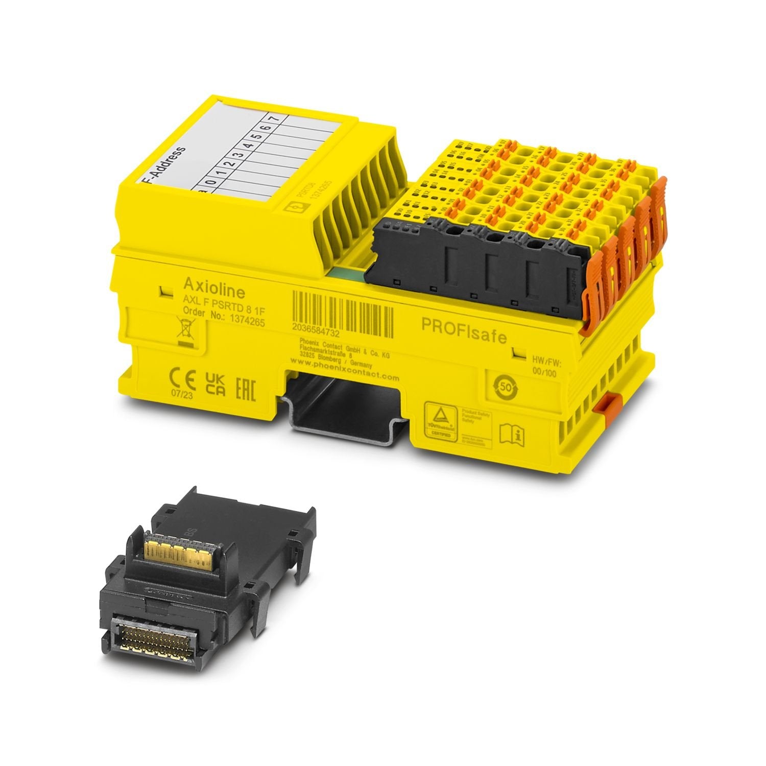 Axioline F, Temperature recording module, Functional safety, Inputs for resistive temperature sensors, PROFIsafe, only for connection to Phoenix Contact or Siemens controller, Safe analog inputs: 8 (1-channel assignment), 4 (2-channel assignment), connection technology: 2-, 3-, 4-conductor (shielded), transmission speed in the local bus: 100 Mbps, degree of protection: IP20, including bus base module and Axioline F connectors