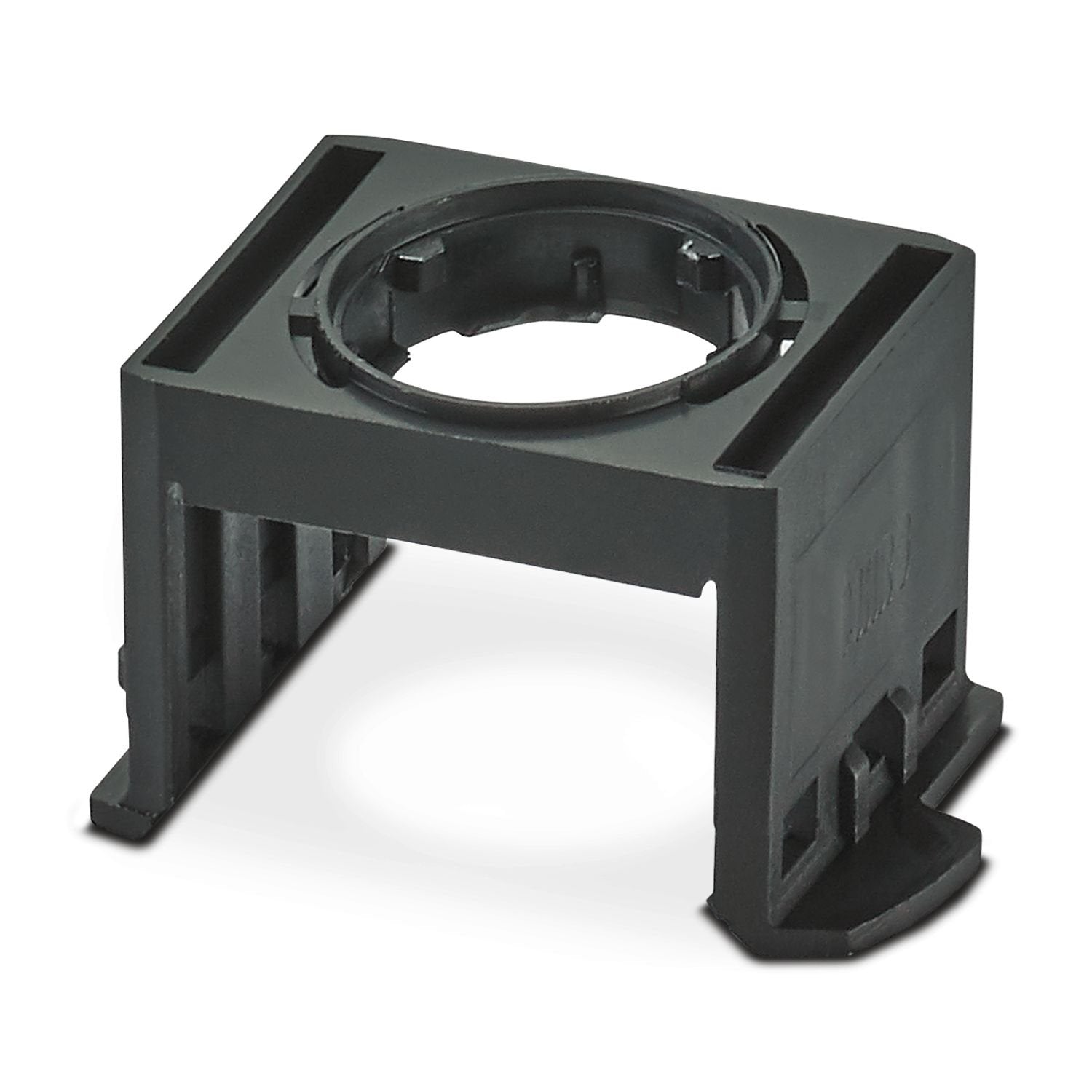 Module holder for modular emergency stop switches, connects the contact block and actuator with bayonet lock, suitable for 3 elements