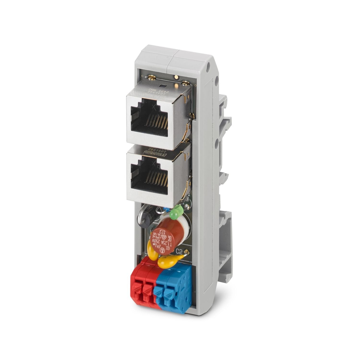 Passive PoE solution for fixed power supply of PoE end devices (PD), 10/100 Mbps, -40°C ... +75°C, DIN rail mounting