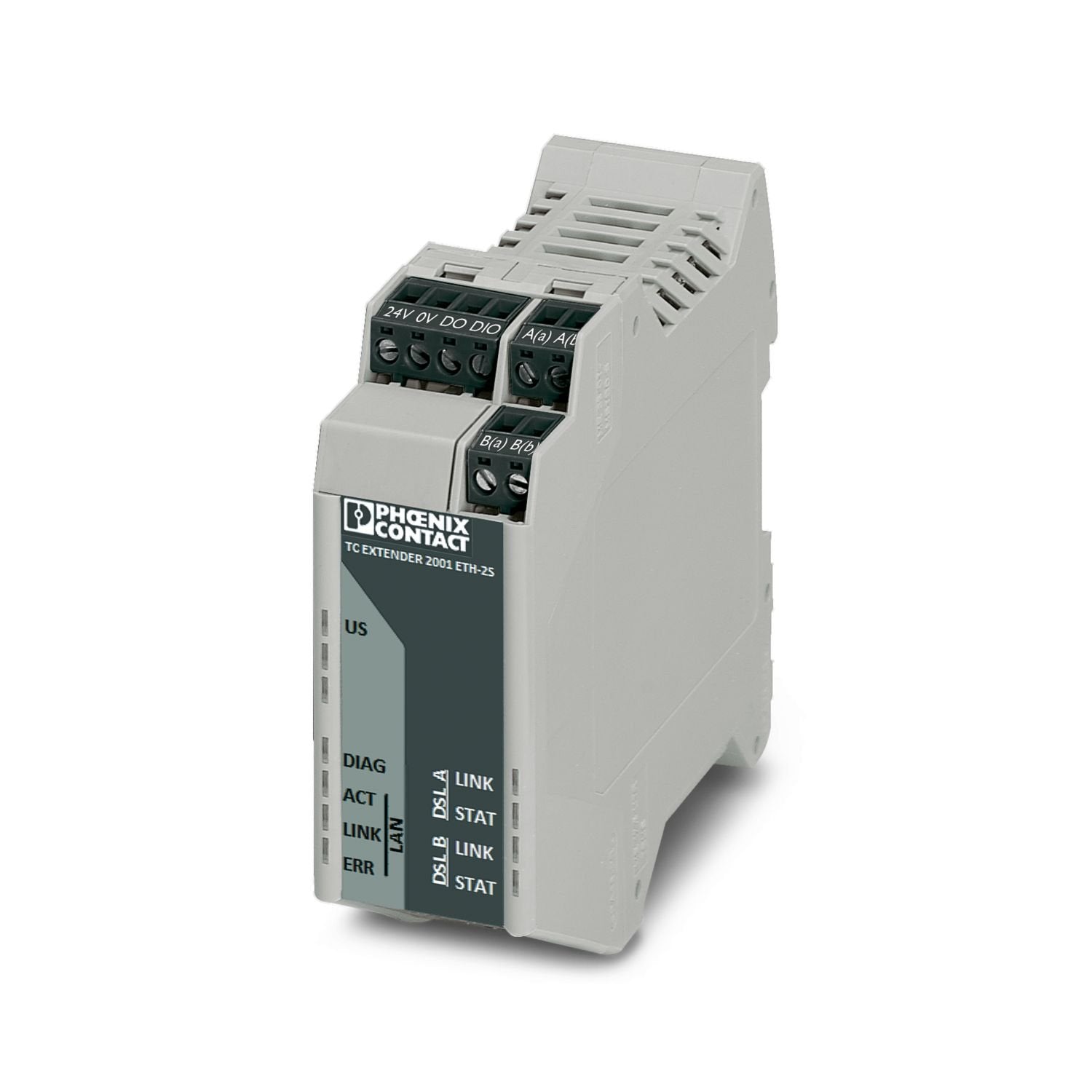 Second generation: Unmanaged Ethernet extender for point-to-point connections, line and ring structures, data rates up to 30 Mbps, distances of up to 20 km on in-house copper cables, diagnostics via USB and LEDs, 2 SHDSL ports, 1 LAN port