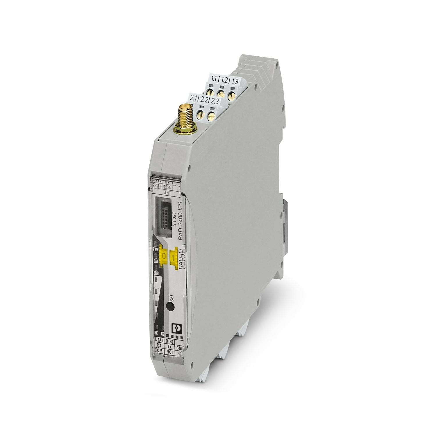 Radioline - 2.4 GHz wireless transceiver with RS-232/RS-485 interface, can be extended with I/O modules, RSMA (female) antenna connection, point-to-point, star, and mesh networks up to 250 stations, range of up to 5 km (with a clear line of sight), for worldwide use