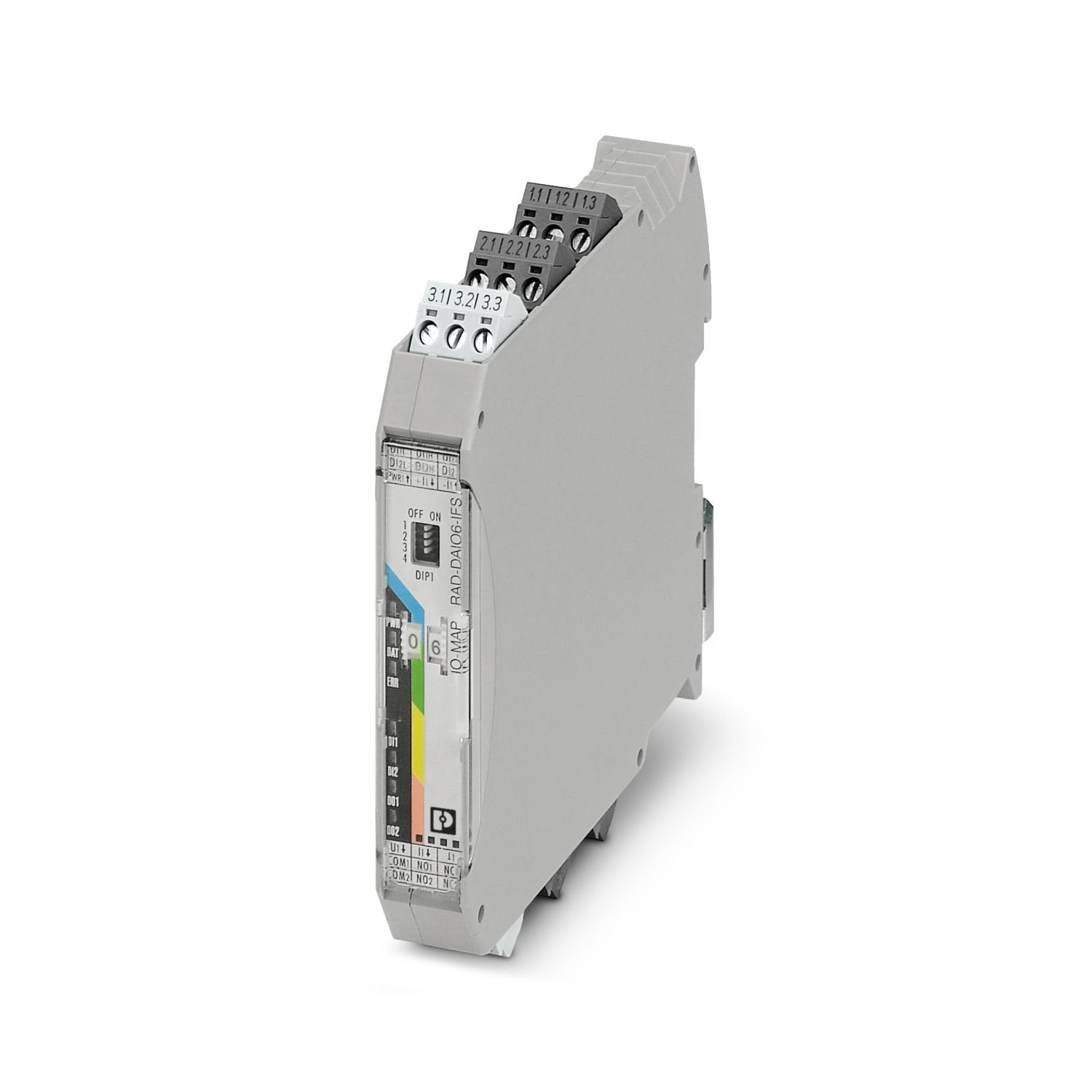 Radioline - I/O extension module, 2 digital inputs and outputs (0 ... 250 V AC/DC) and 1 analog input (0/4 ... 20 mA) and output (0/4 ... 20 mA, 0 ... 10 V)