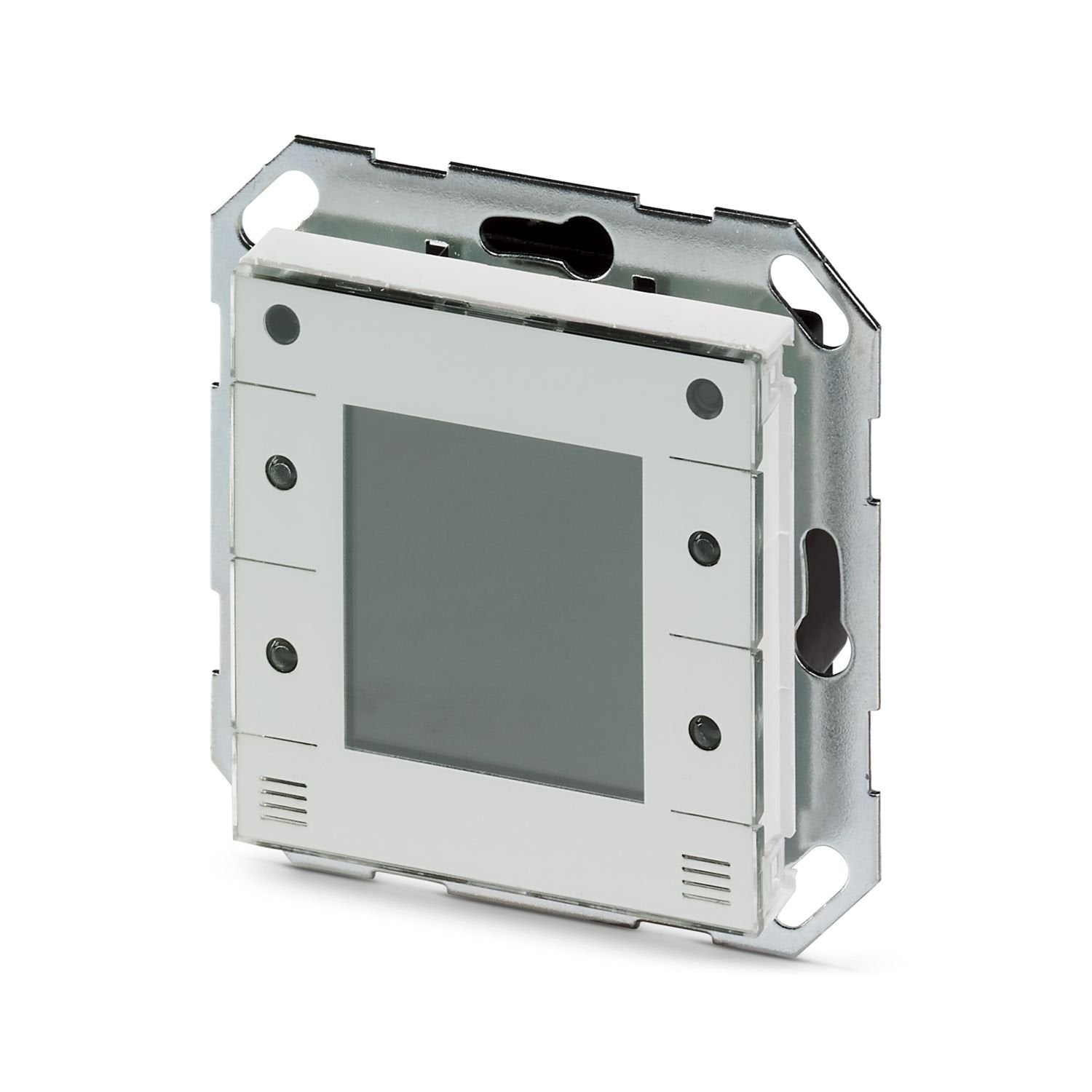 Emalytics Room Switch - compact operating panel for room functions such as lighting, shading, and temperature settings. With LSA connection. Supply via PoE. Free driver for integration into the Niagara Framework.