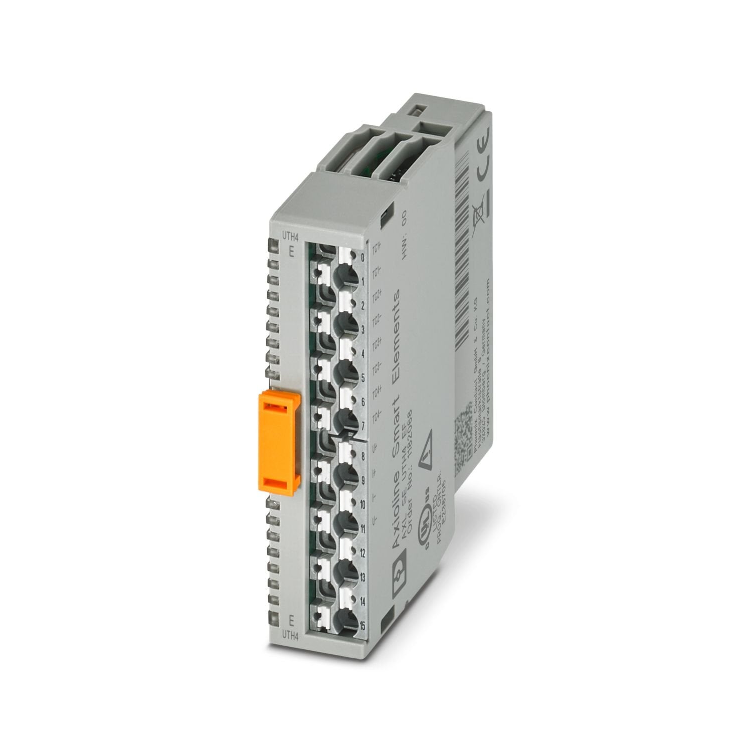 Axioline Smart Elements, Temperature recording module, Analog inputs: 4 (Inputs for thermocouples or linear voltage), connection technology: 2-conductor (shielded, twisted pair), External cold junction (can also be used as an additional Pt 100 sensor input): 1, connection technology: 4-conductor, degree of protection: IP20