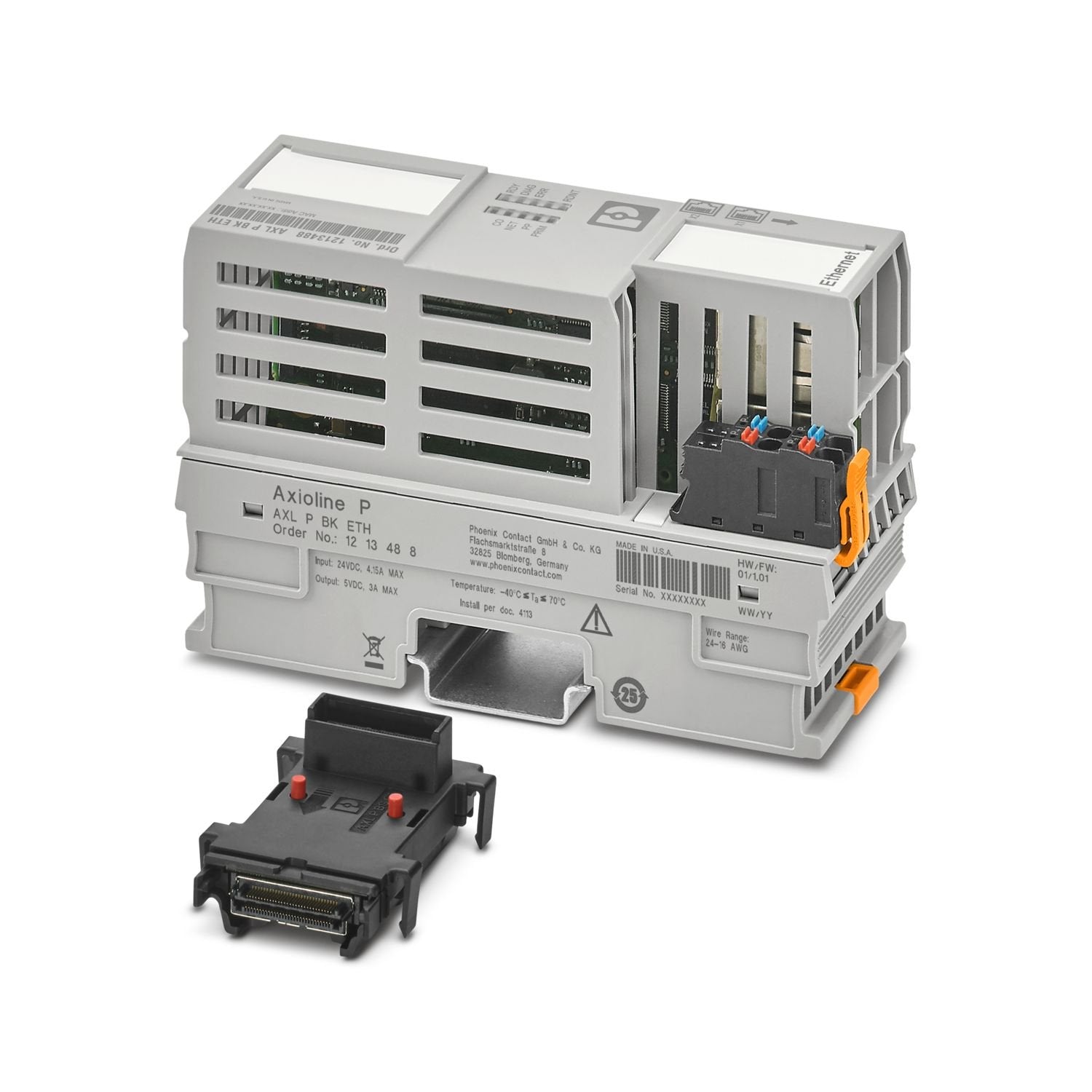 Axioline P, Bus coupler, Modbus/TCP, RJ45 jack, transmission speed in the local bus: 100 Mbps, degree of protection: IP20, including bus base module and connectors