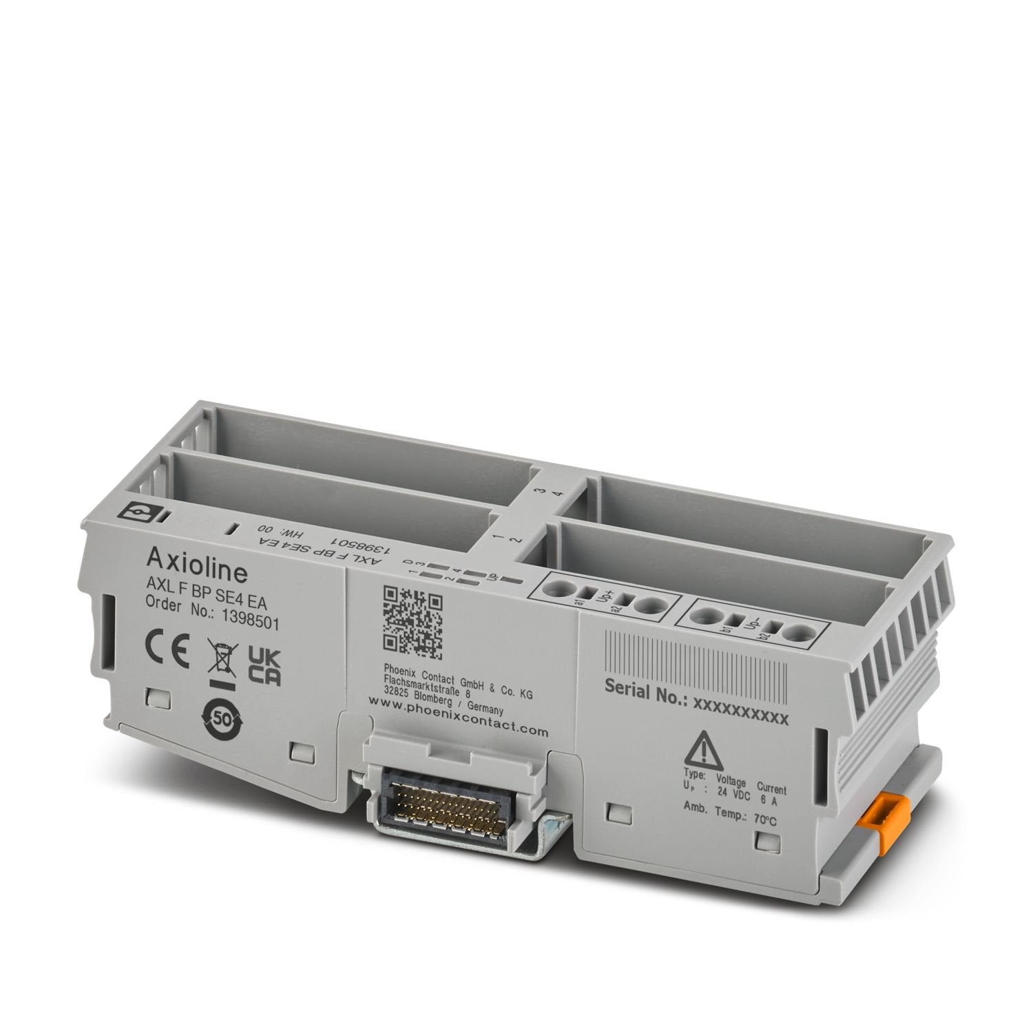 Axioline F, Backplane, 4 slots for Axioline Smart Elements, transmission speed in the local bus: 100 Mbps, degree of protection: IP20