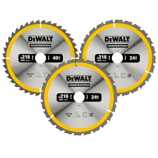 Circ Saw Blade 216mm 3 Pack (2x24T 1x40T)