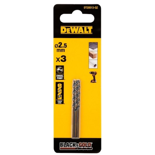 2.5MM BLACK GOLD HSS DRILL BIT 3PCS