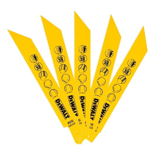 5 Pack 152mm Bi-Metal Reciprocating Saw Blades - For fast Cuts In Metal