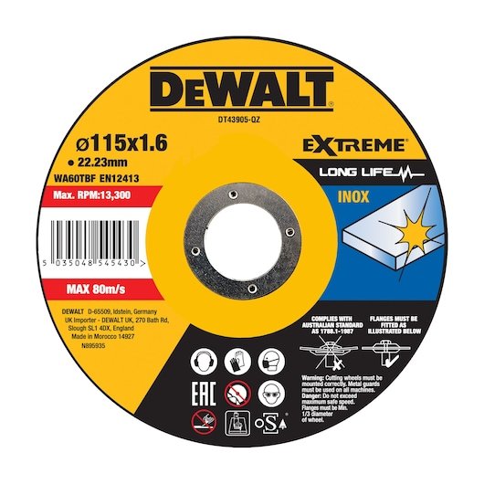 EXTREME 115mm x 1.6mm x 22.23mm Bonded Abrasive INOX Cutting Disc