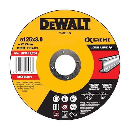 EXTREME 125mm x 3mm x 22.23mm Bonded Abrasive METAL Cut / Grind Disc