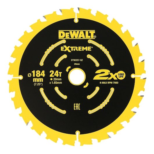 EXTREME 2X LIFE CIRCULAR SAW BLADE (184 mm X 24T) (16/20 mm) (10 PK/Bulk)