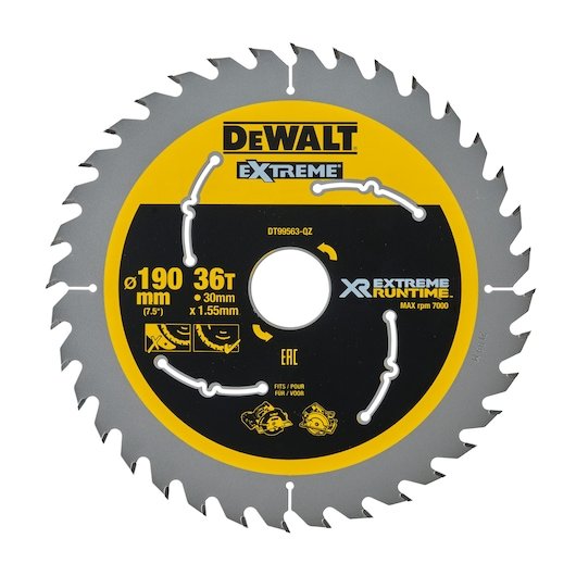 XR EXTREME Runtime Circular Saw Blade 190mm Bore 30mm 36T