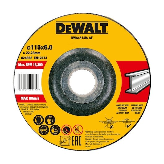 115 x 6 x 22.23mm METAL grinding wheel t27 (25 Pack)