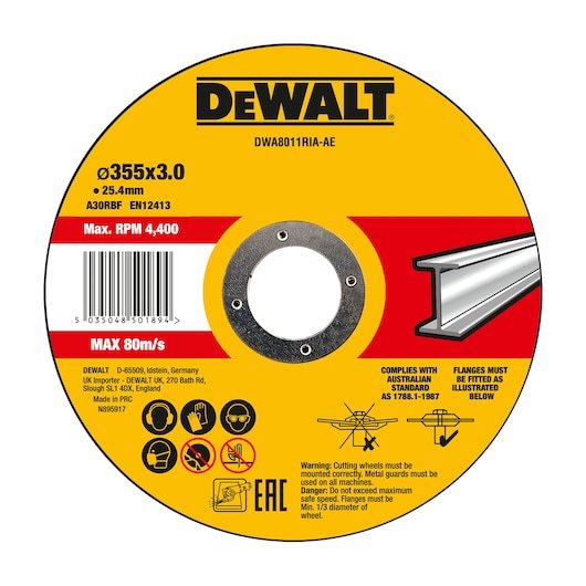 355mm x 3mm x 25.4mm Bonded Abrasive METAL Cutting Disc