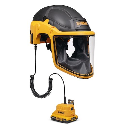 Dewalt Powered Air Respirator with Battery pack Hero Shot
