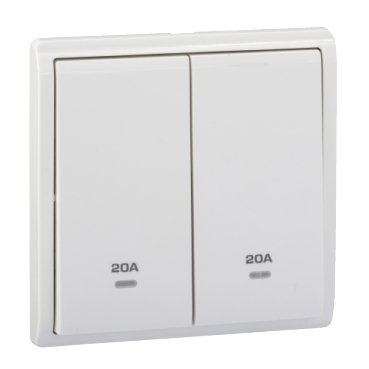 Double pole switch, Pieno, 20A, 250V, 2 gang, with neeon indicator, White (Double pole switch Pieno) is a Schneider Electric product. Designed for reliable performance and long service life. Available across Iraq — contact us for pricing and delivery options.